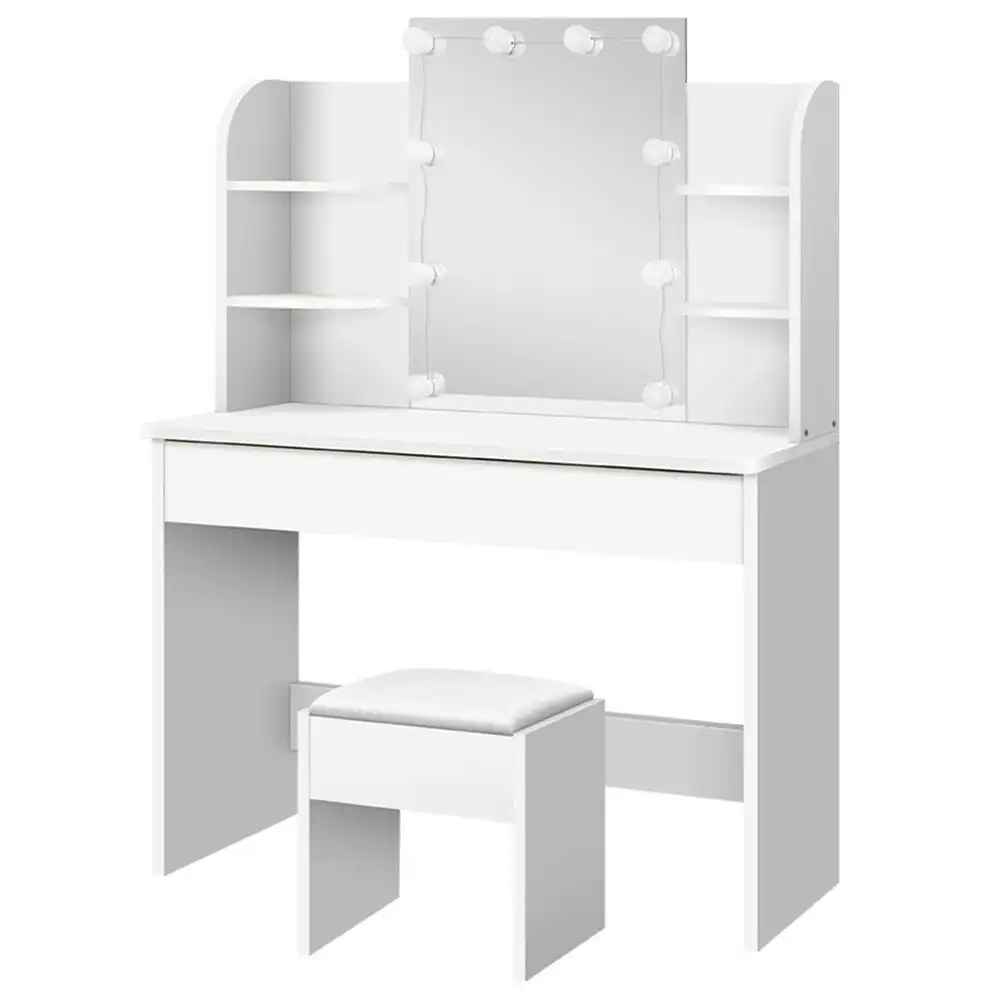 Alfordson Dressing Table Stool Set Makeup Mirror Desk LED 10 Bulbs White