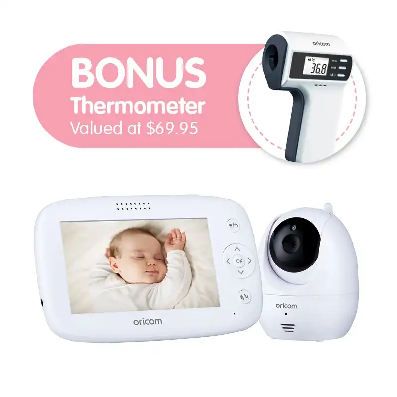 Oricom Secure SC745 Video Baby Monitor + BONUS FS300 Non-Contact Thermometer (SC745FS)