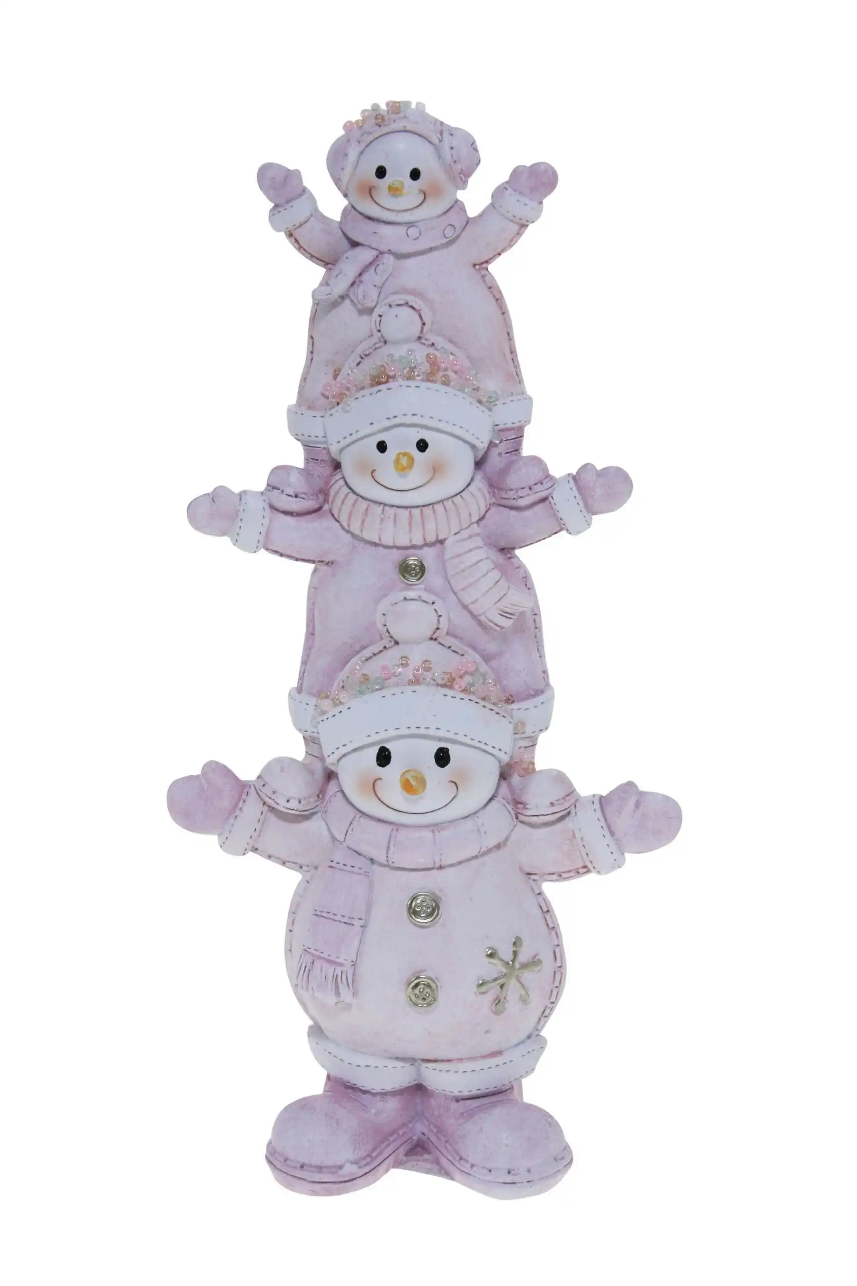 Cotton Candy - Xmas Snowman Stack Pink 22cm