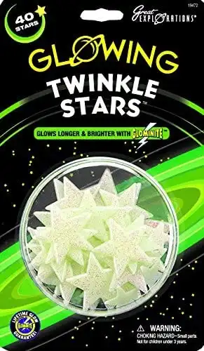 Glow In The Dark Twinkle Stars - 40 Stars Per Package University Games
