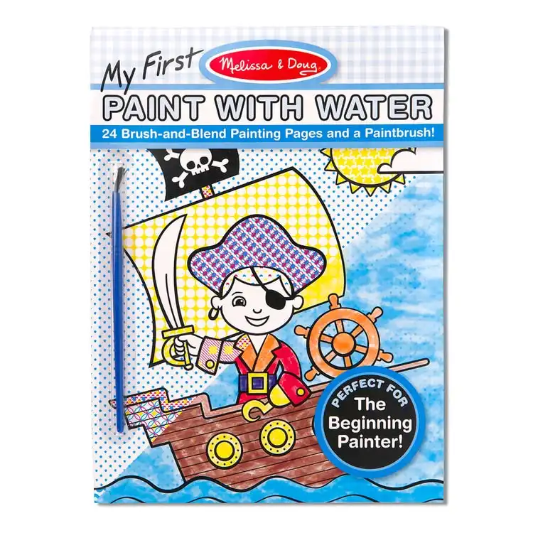 Melissa & Doug - My First Paint With Water Kids' Art Pad With Paintbrush - Pirates Space Construction And More