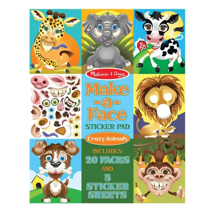 Melissa & Doug - Make-a-face Crazy Animals Sticker Pad
