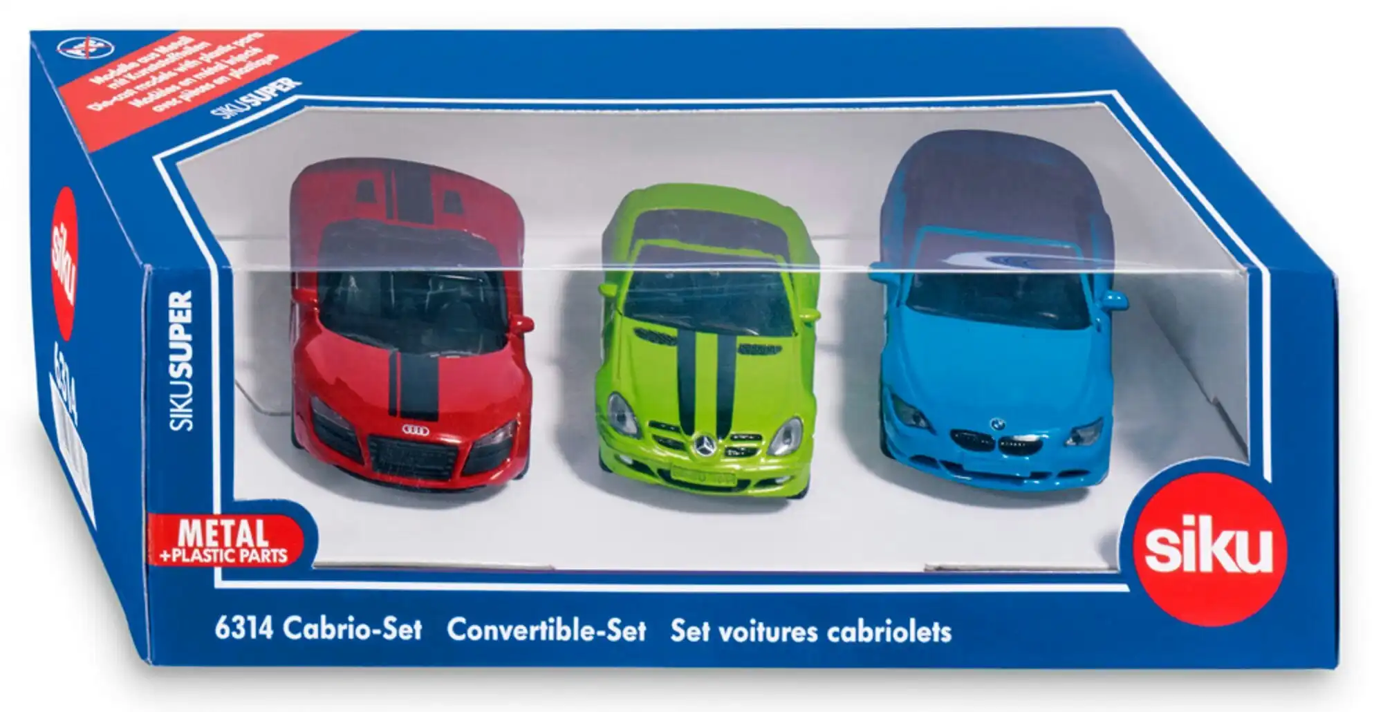Siku - Convertible Cars 3 X Vehicle Set Mercedes Slk Audi R8 Spyder And Bmw 645i.