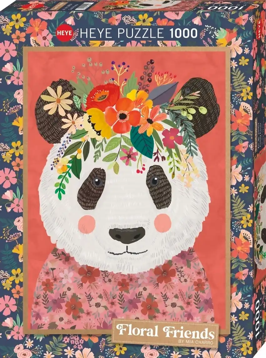 Heye - Floral Friends Cuddly Panda Jigsaw Puzzle 1000 Pieces
