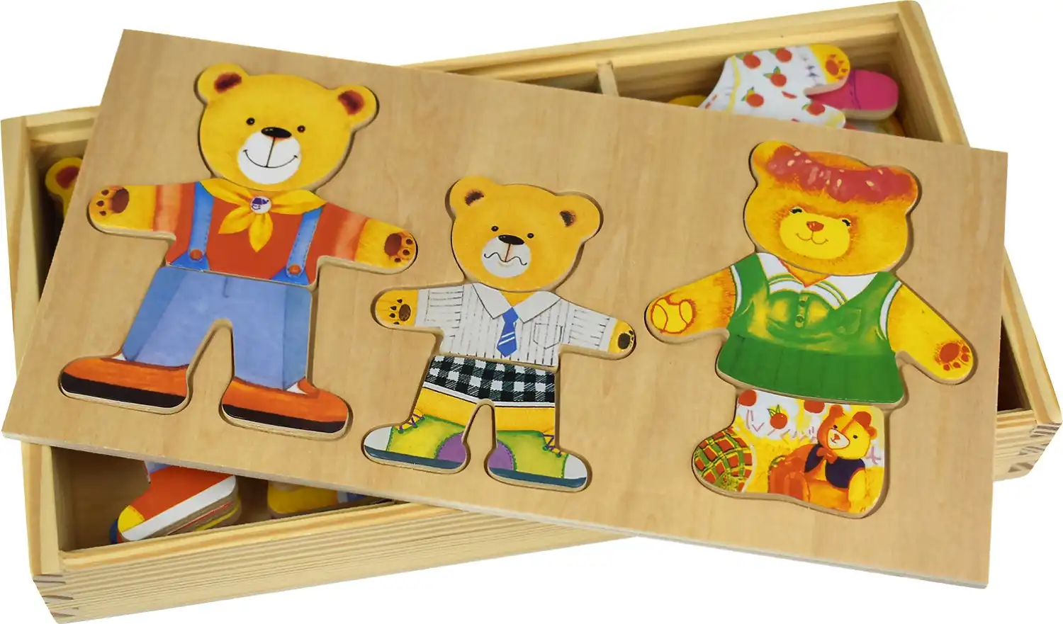 Kaper Kids - Dressing Bear Family Wooden Puzzle