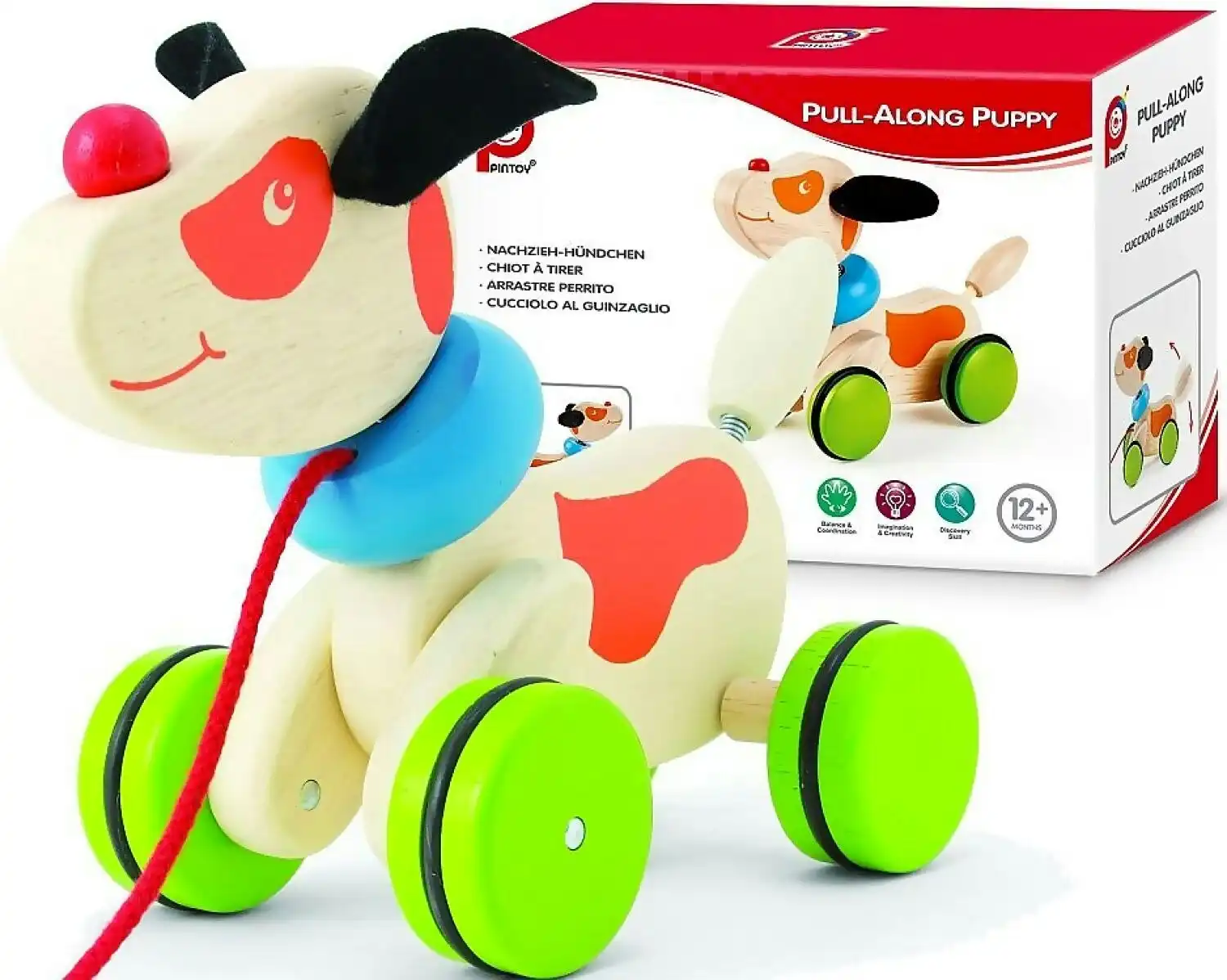 Pull Along Puppy - Pintoy Wooden Toys