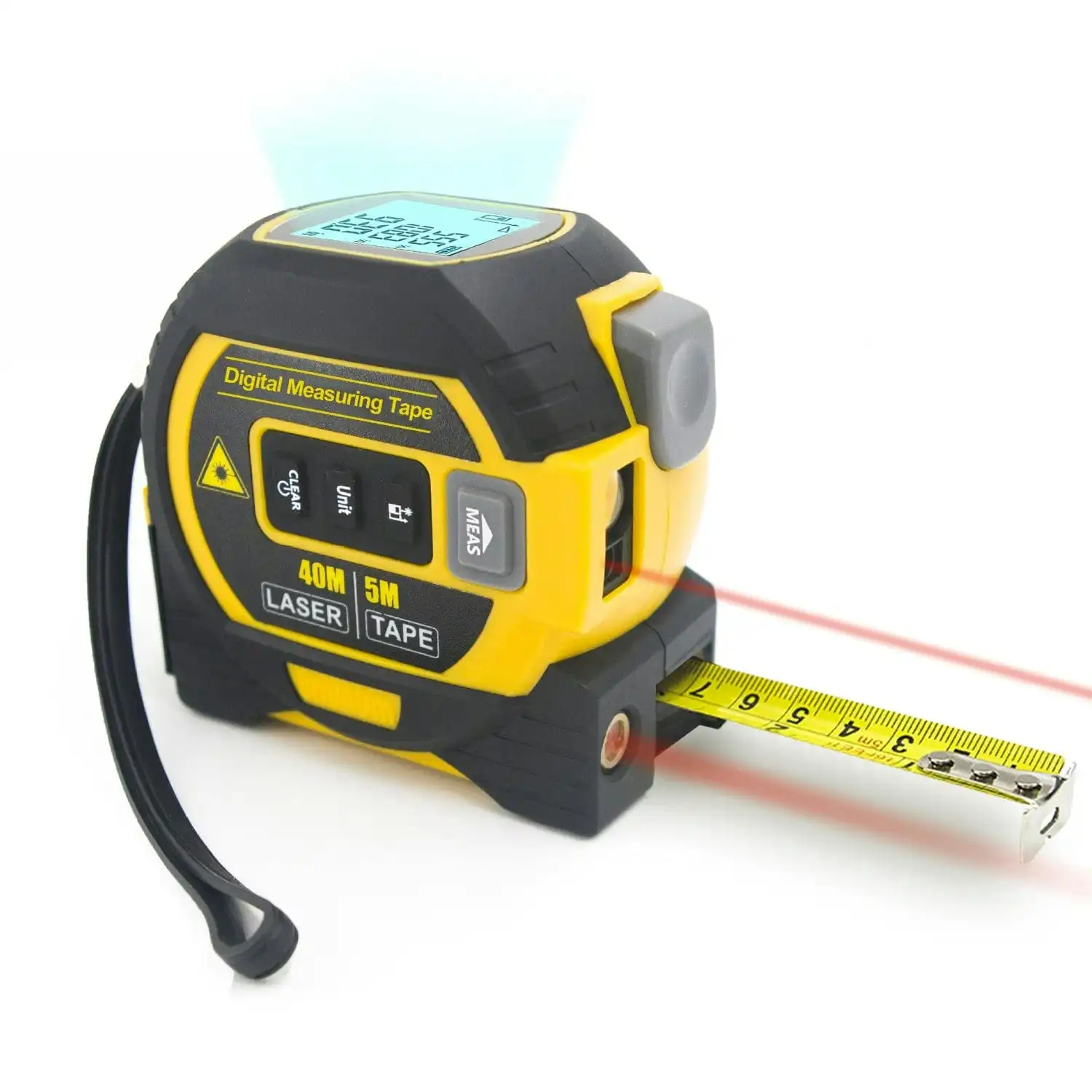 40m Laser Measure, Cross-line Laser Level, 5m Tape Measure Yellow