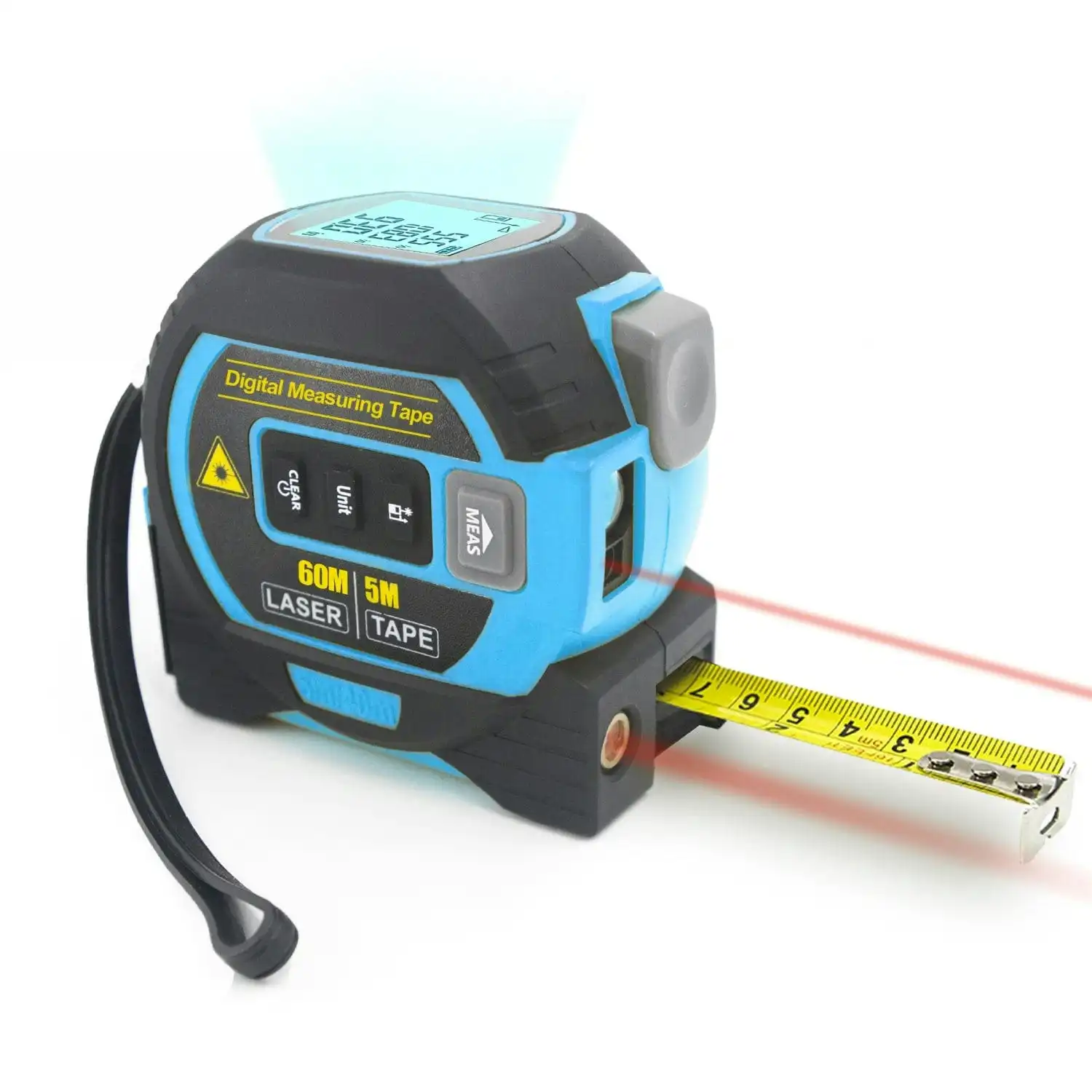 60m Laser Measure, Cross-line Laser Level, 5m Tape Measure Blue