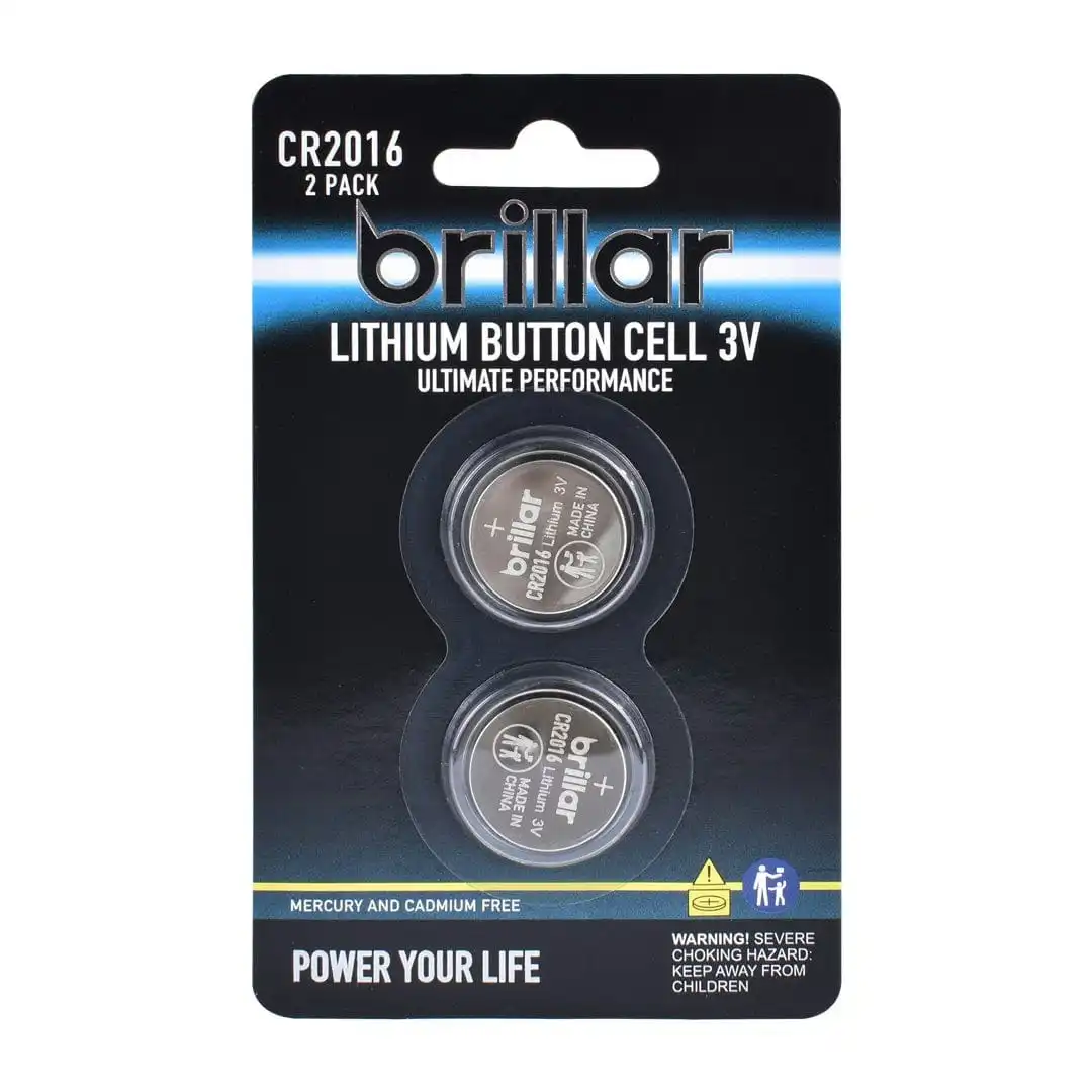 Brillar CR2016 Lithium Button Cell 2pk