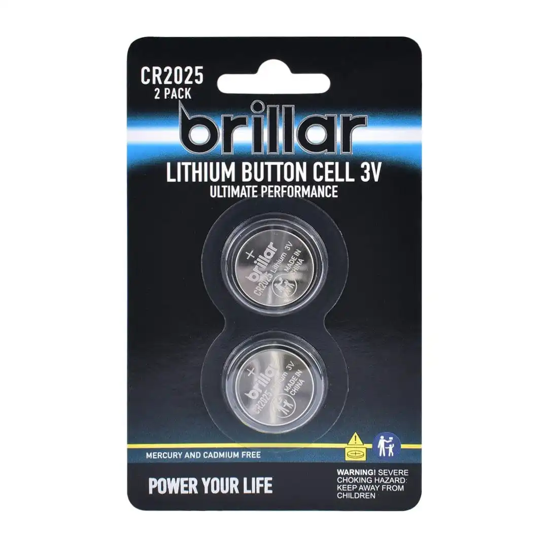 Brillar CR2025 Lithium Button Cell 2pk
