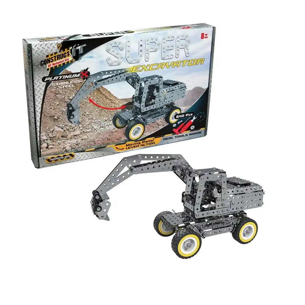 642pc Construct It Platinum-X DIY Super Excavator Toy w/ Tools Build Kit Kids 8+