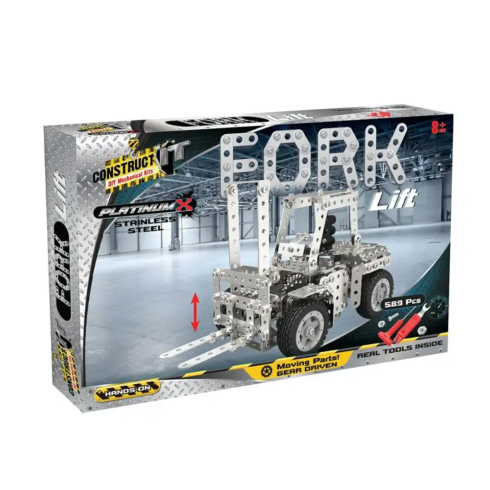 589pc Construct It Platinum-X DIY Fork Lift Toy w/ Tools Build Kit Kids 8y+