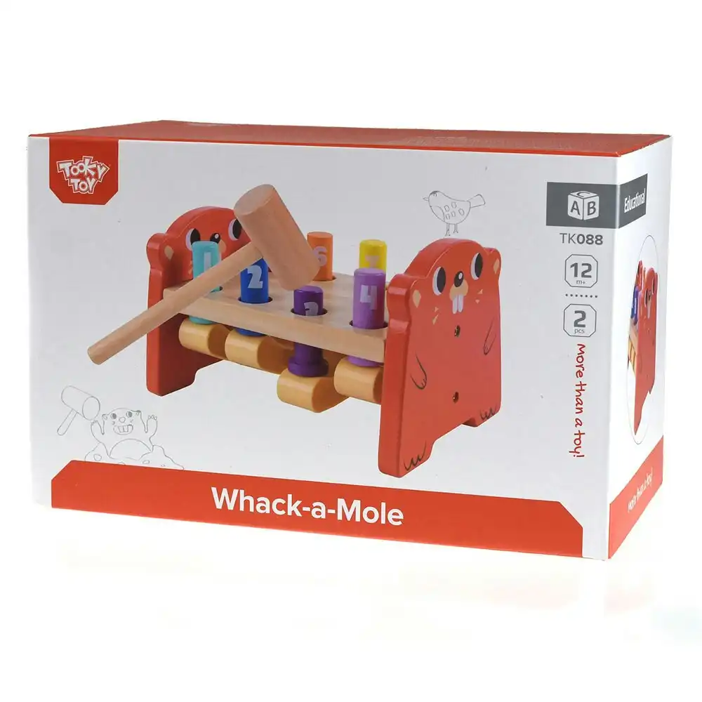 2pc Tooky Toy 21.5cm Toddler Wooden Block Number Educational Whack-A-Mole 12m+