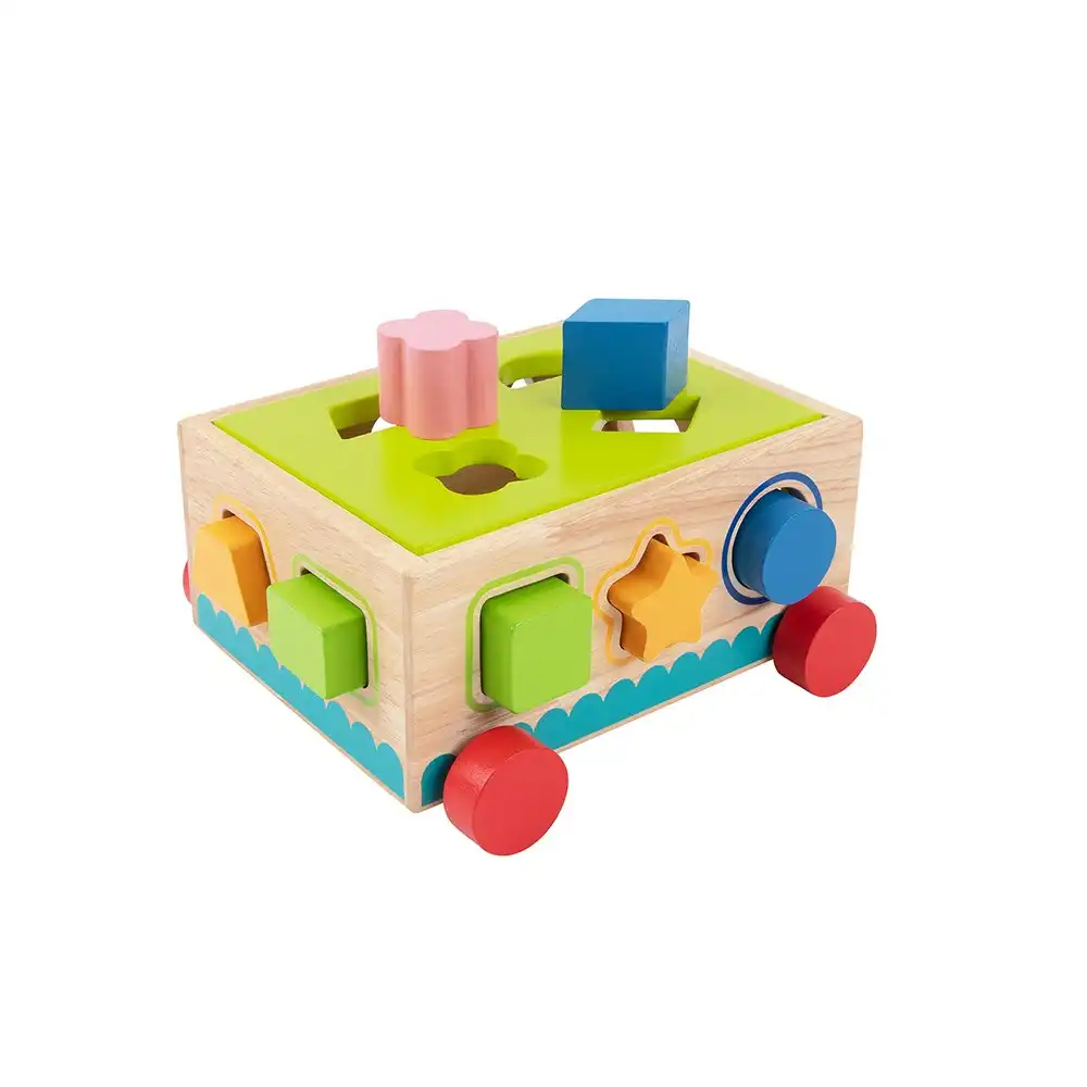 16pc Tooky Toy Kids/Children Wooden Shape Sorter Educational Block Puzzle 12m+