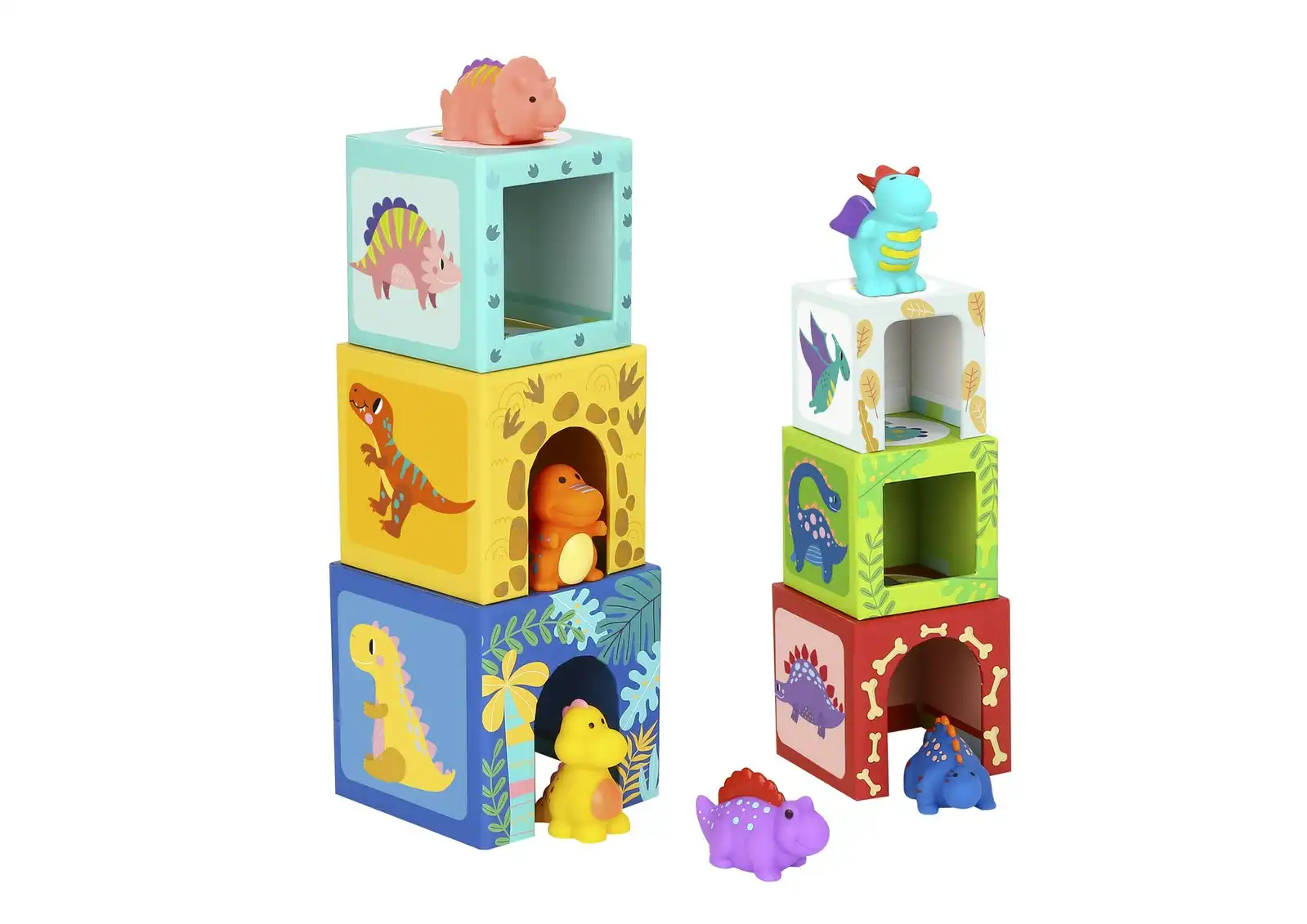 12pc Tooky Toy Nesting Boxes Animal Dinosaur Stacking Kids Activity Play 12m+