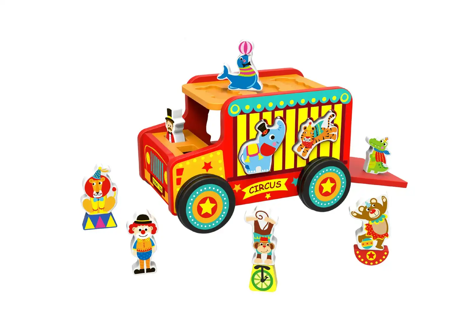 Tooky Toys Circus Safari Jeep Truck Shape Sorter Creative Kids/Toddler Toy 18m+