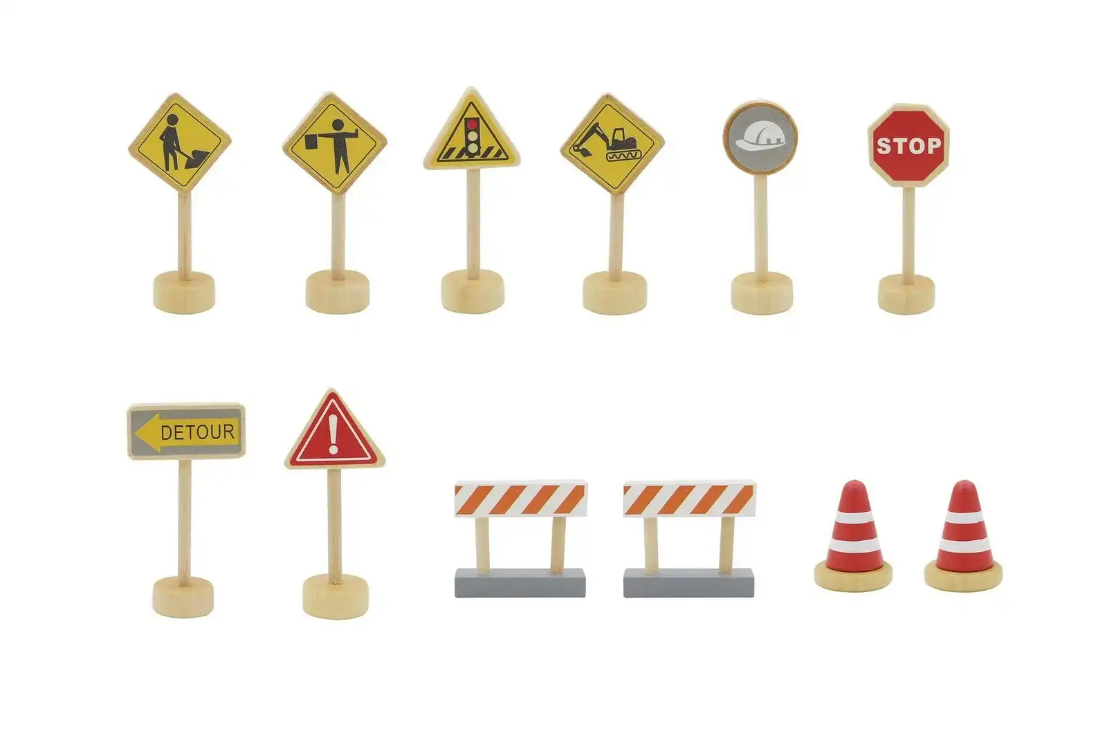Kaper Kidz Wooden Construction Road Sign Kids Pretend Play Educational Toy 3+