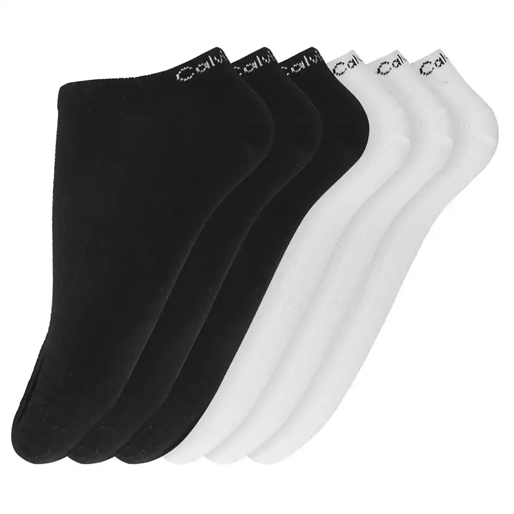 6PK Calvin Klein Women's One Size No Show Socks Black/White Assorted