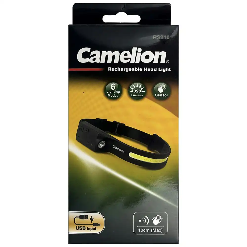 Camelion Rechargeable LED Outdoors/Camping Head Lamp Bright Light Head Band BLK