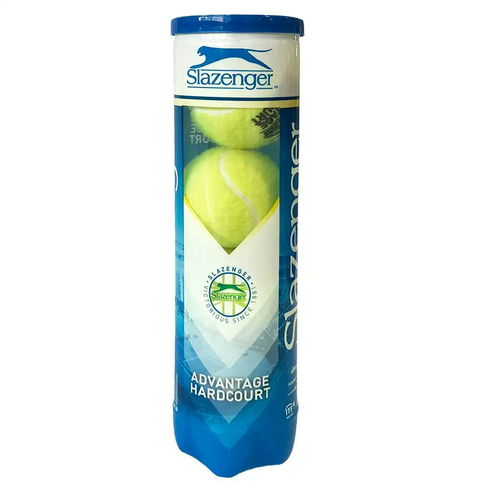 12x Slazenger Advantage Hard Court Surface Tennis Balls Tin/Can Sport/Training
