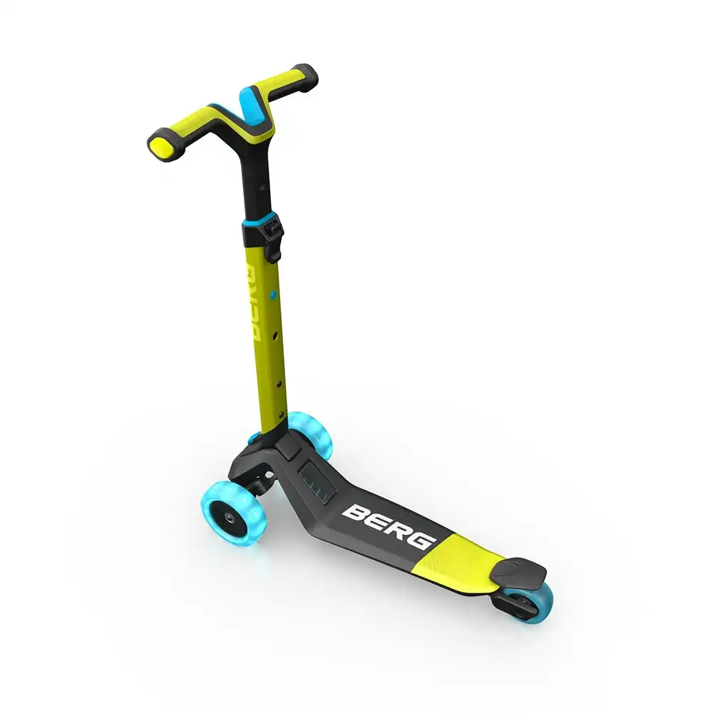 BERG Nexo Foldable Kids/Children's Ride On Push Scooter With Lights Lime 2y+