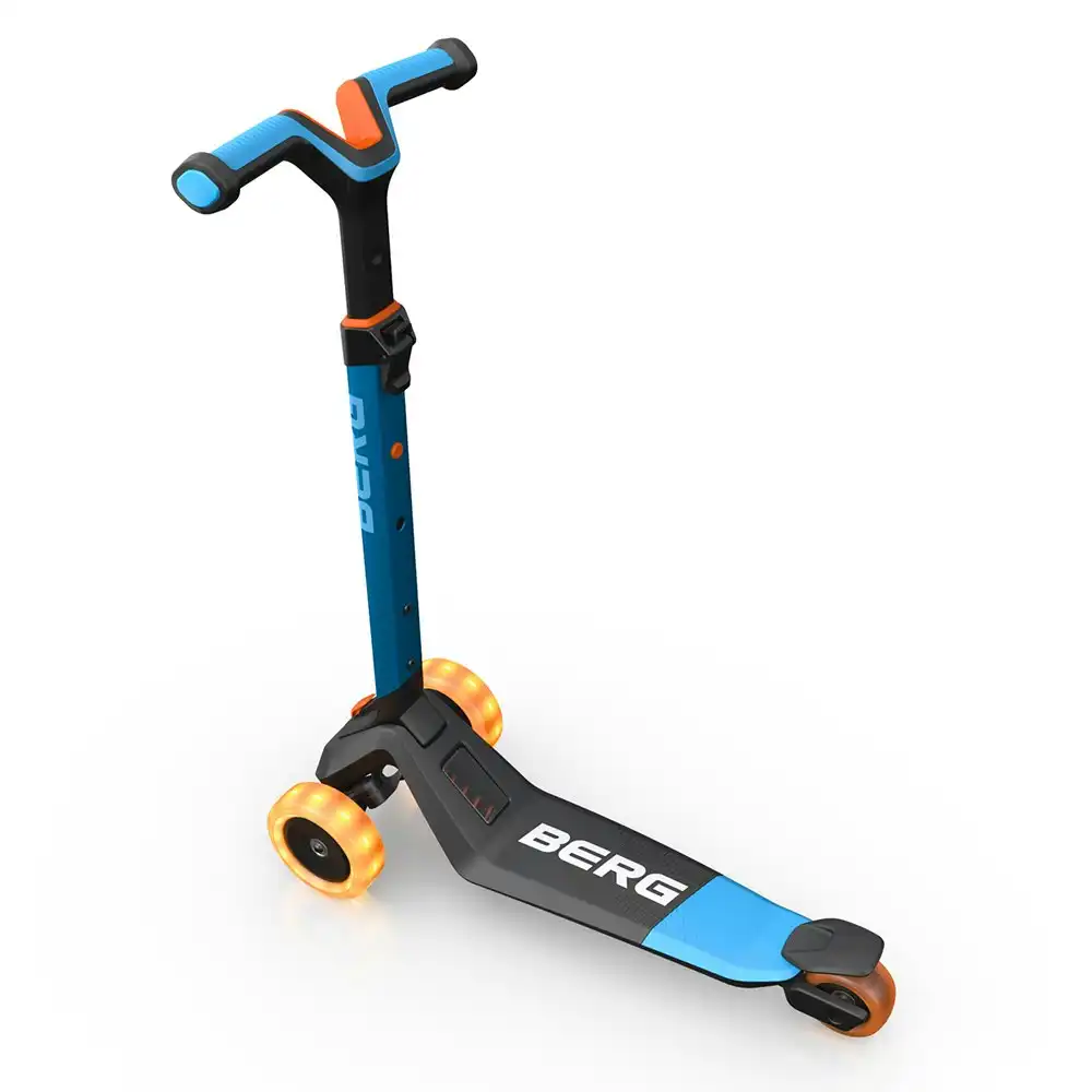 BERG Nexo Foldable Kids/Children's Ride On Push Scooter With Lights Blue 2y+