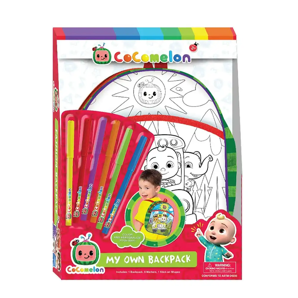 Creative Kids Cocomelon Backpack/Markers/Stick Shapes Set Children/Toddler 3+