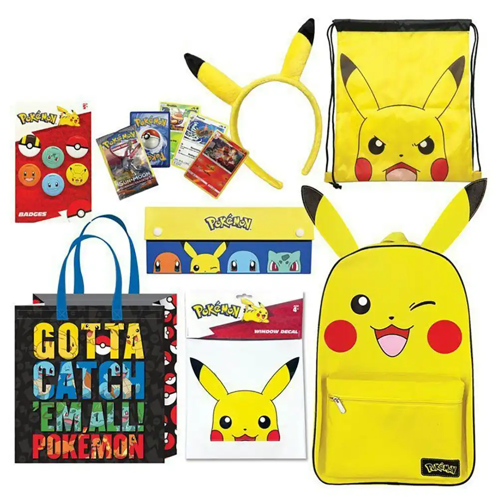 Pokemon Jnr 23 Kids Showbag Backpack/Badges/Drawstring Bag Headband/Window Decal