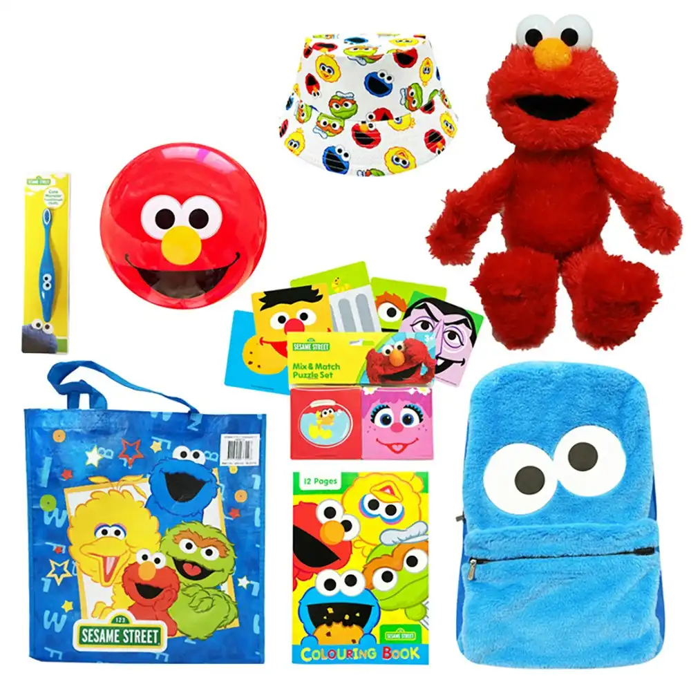 Sesame Street 23 Kids Showbag Backpack/Ball Bucket Hat/Colouring Book Toothbrush