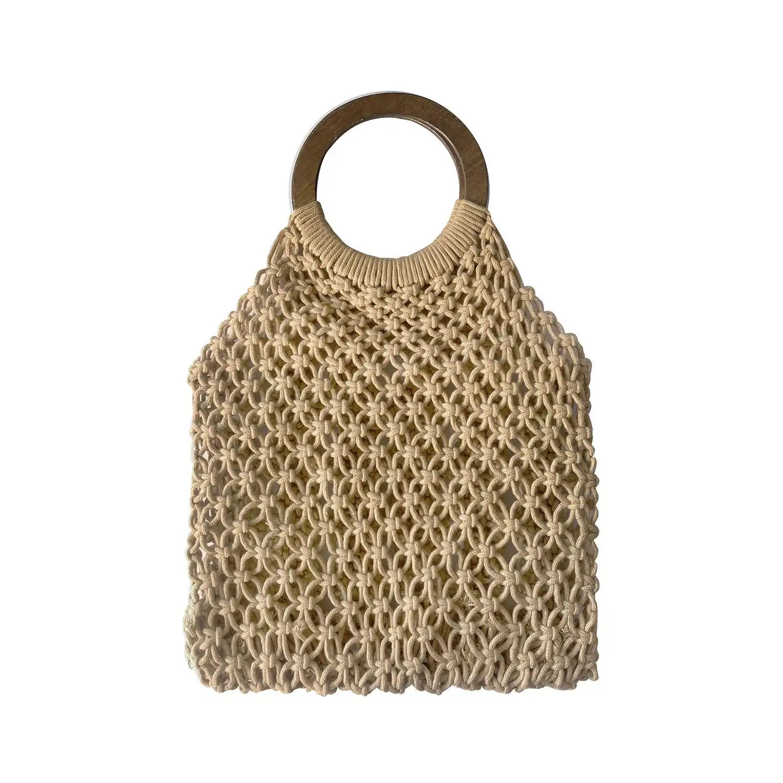 Culturesse Elowen Natural Woven 43.5cm Netting Bag Women's Fashion Handbag Tan
