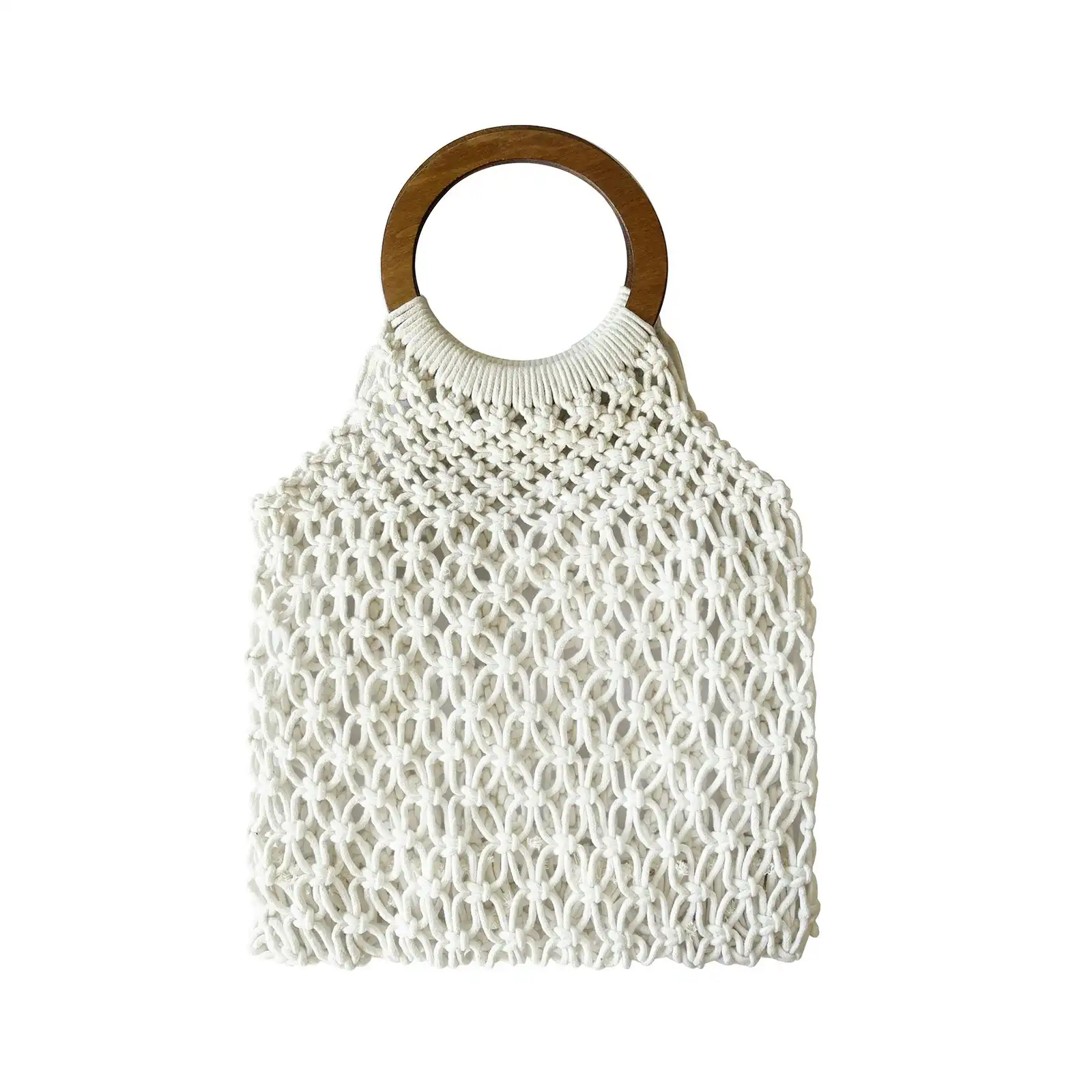 Culturesse Elowen Natural Woven 43.5cm Netting Bag Women's Fashion Handbag White