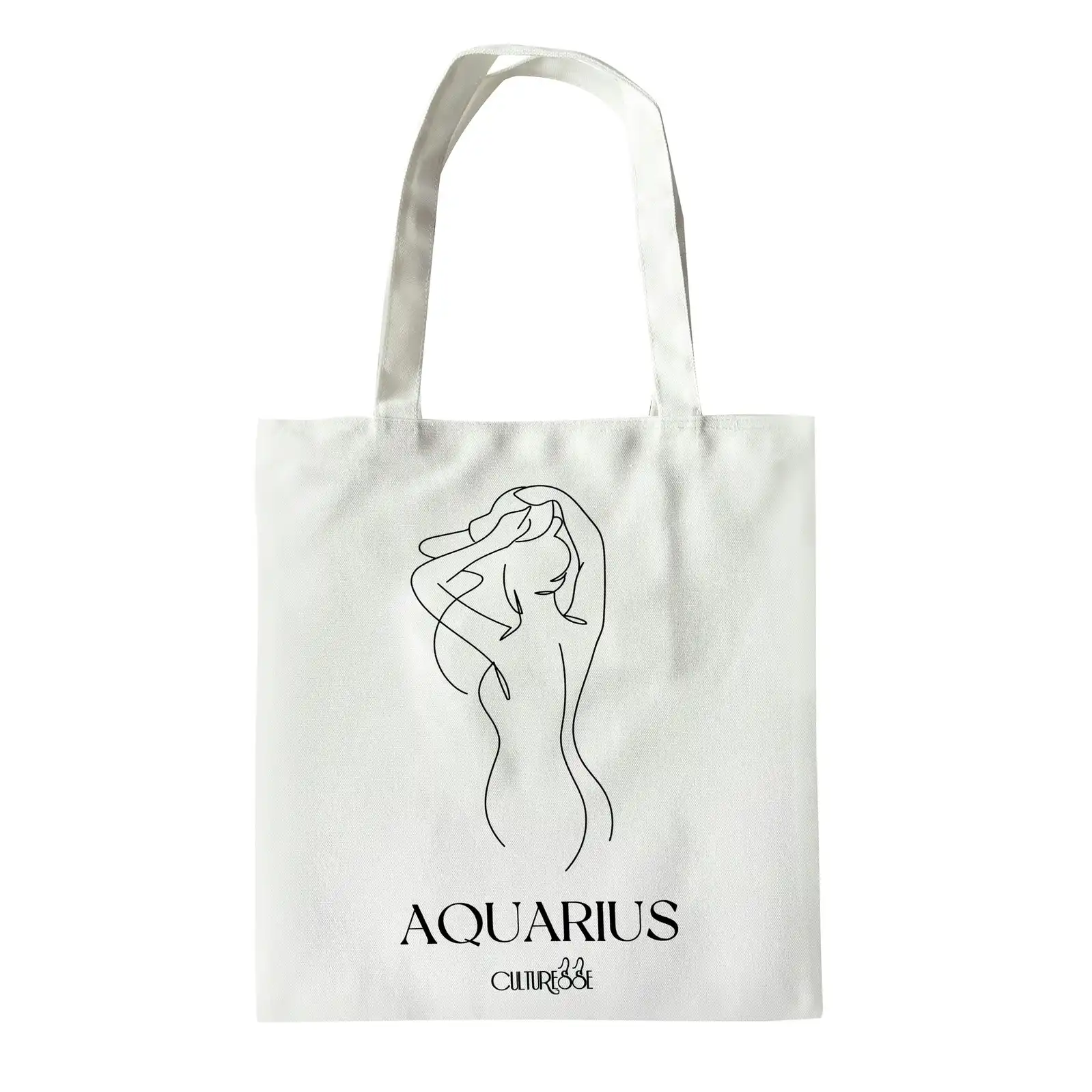 Culturesse She Is Aquarius Eco Zodiac 38cm Muse Tote Bag Women's Handbag White
