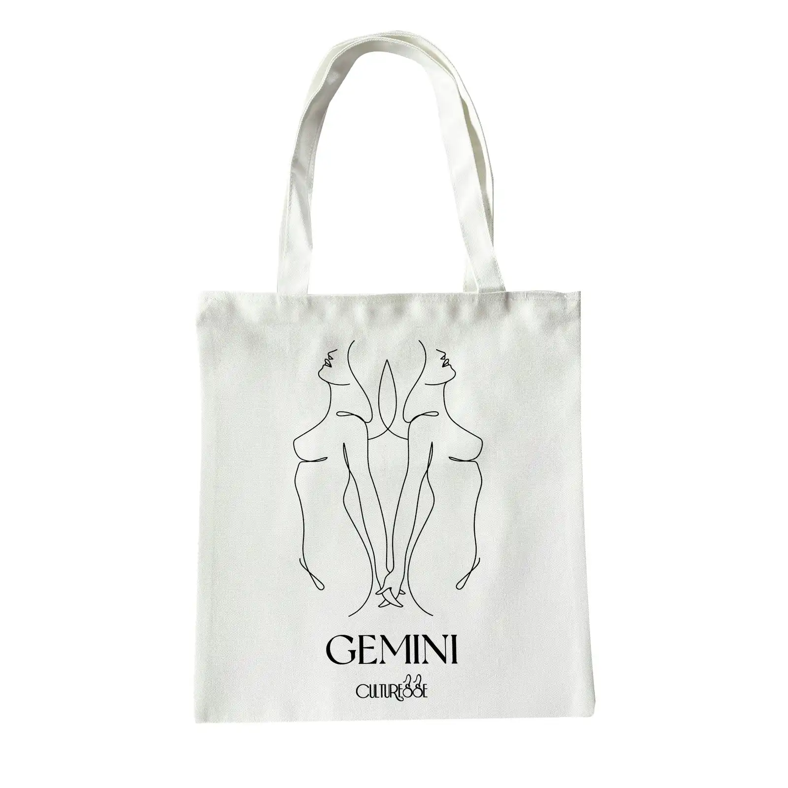 Culturesse She Is Gemini Eco Zodiac 38cm Muse Tote Bag Women's Handbag White