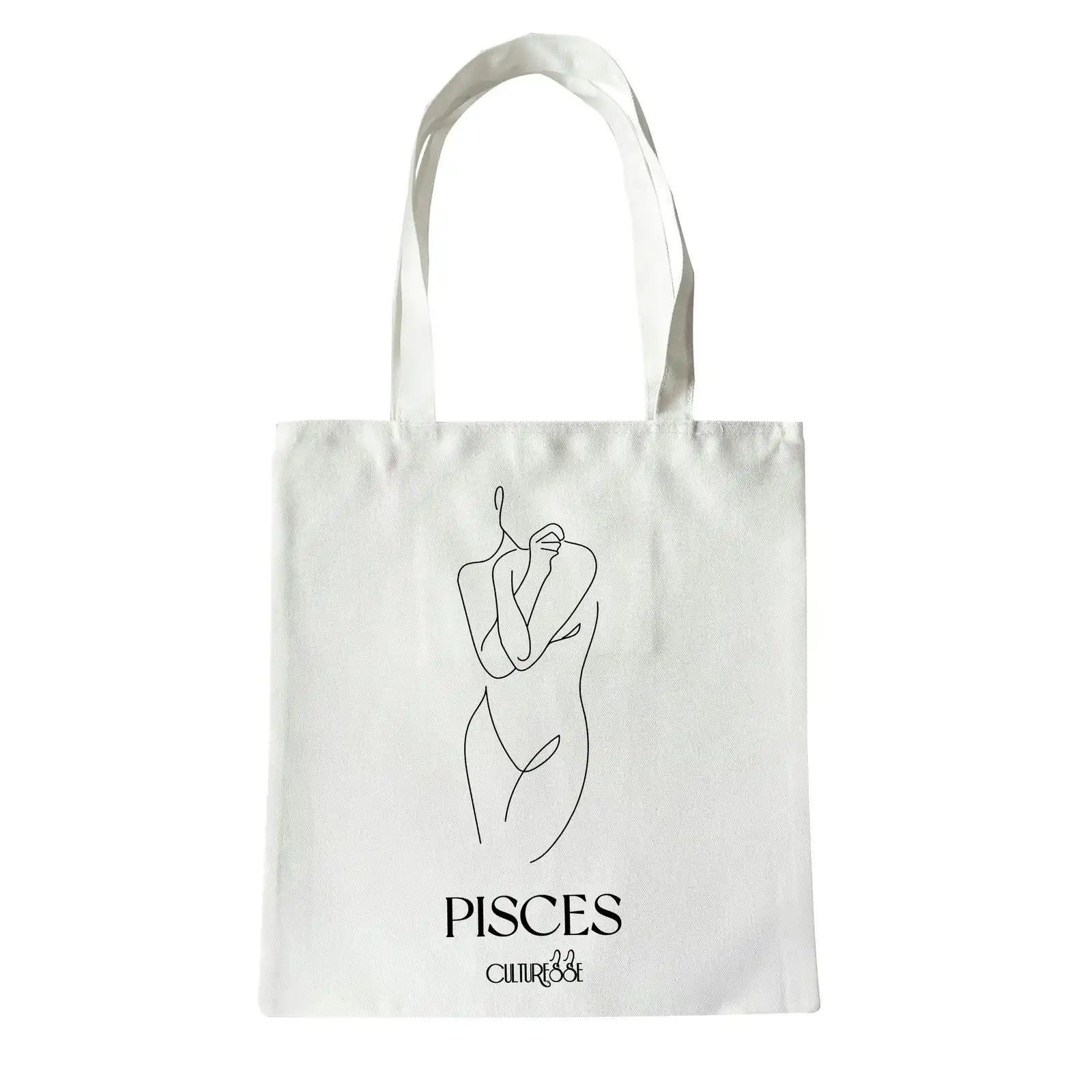 Culturesse She Is Pisces Eco Zodiac 38cm Muse Tote Bag Women's Handbag White