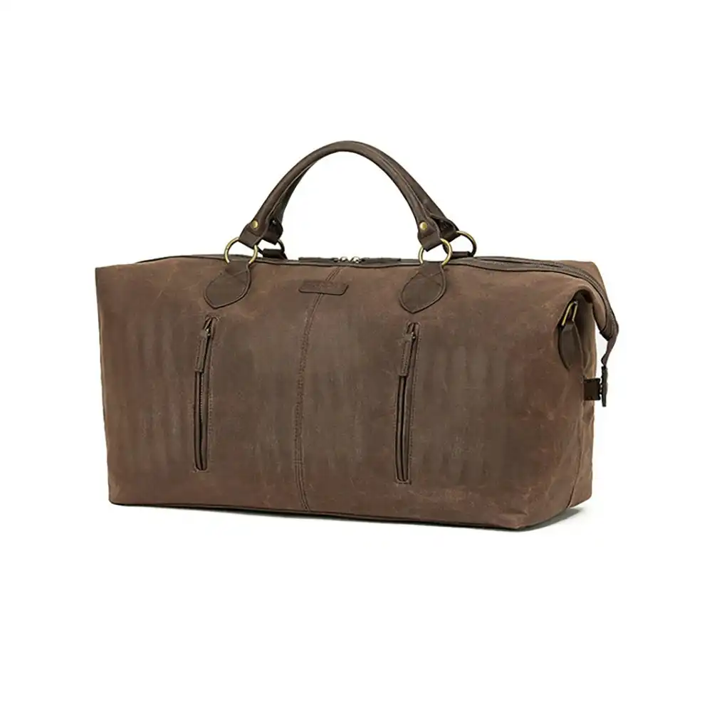 Tosca Waxed Canvas Duffle/Weekender/Overnight Bag w/Strap 65x25x27cm Brown