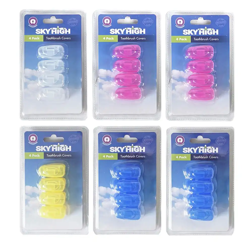 24pc Sky High On The Go Portable Travel Toothbrush Head Cover Assorted Colours