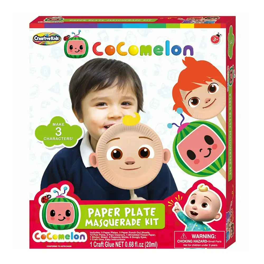 3x Creative Kids Cocomelon Make & Play Paper Plate Masquerade Children Toy 3y+