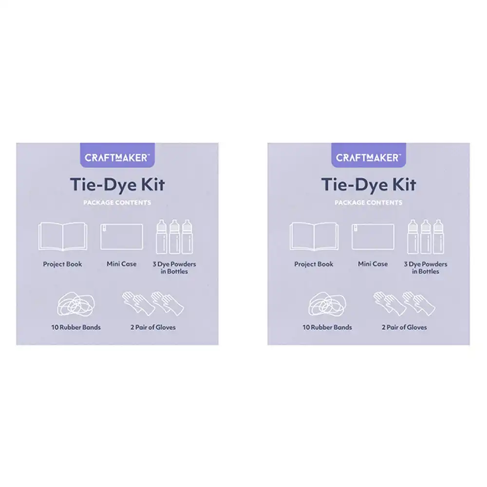 2x Craft Maker Tie Dye Kit Make Your Own Art Activity Project w/ 24-Page Book