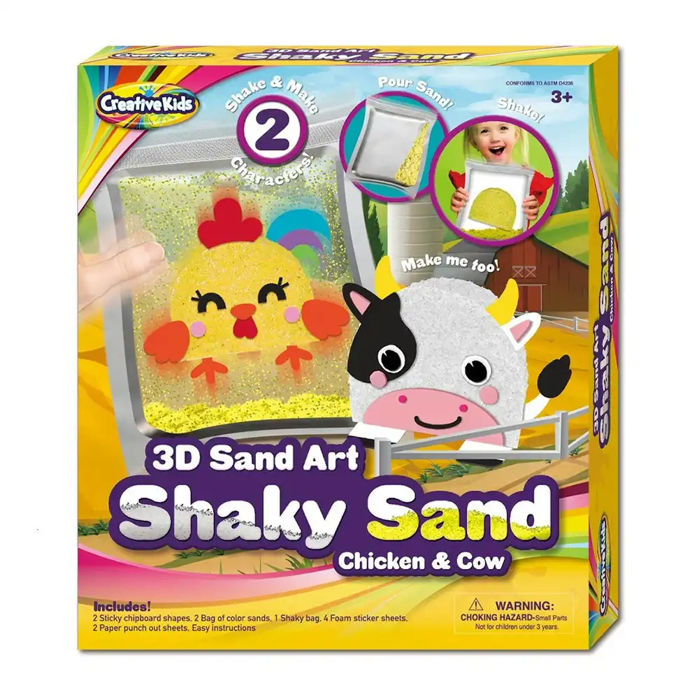 Creative Kids 3D Sand Art Shaky Sand Chicken & Cow Craft Activity Play Kit 3y+