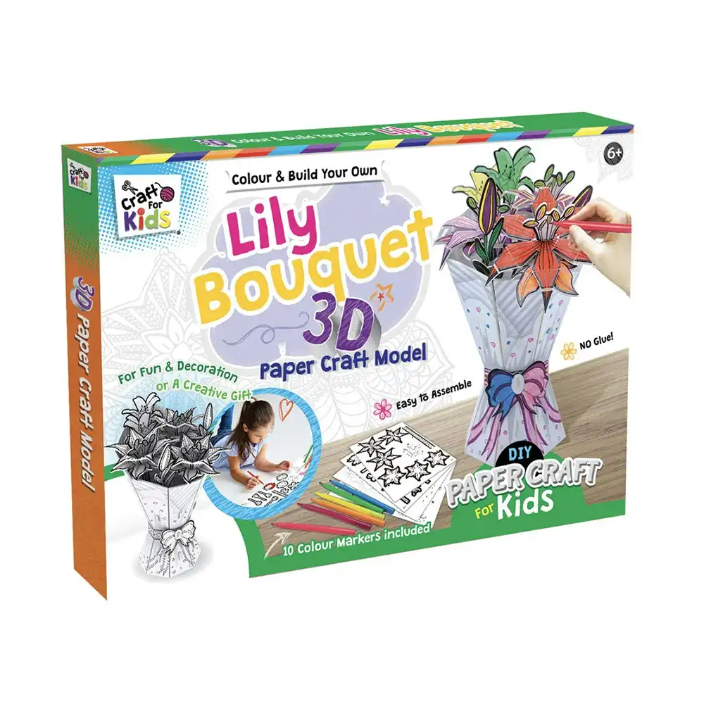 Craft for Kids Colour & Build 3D Lily Bouquet Papercraft Model DIY Children 6y+