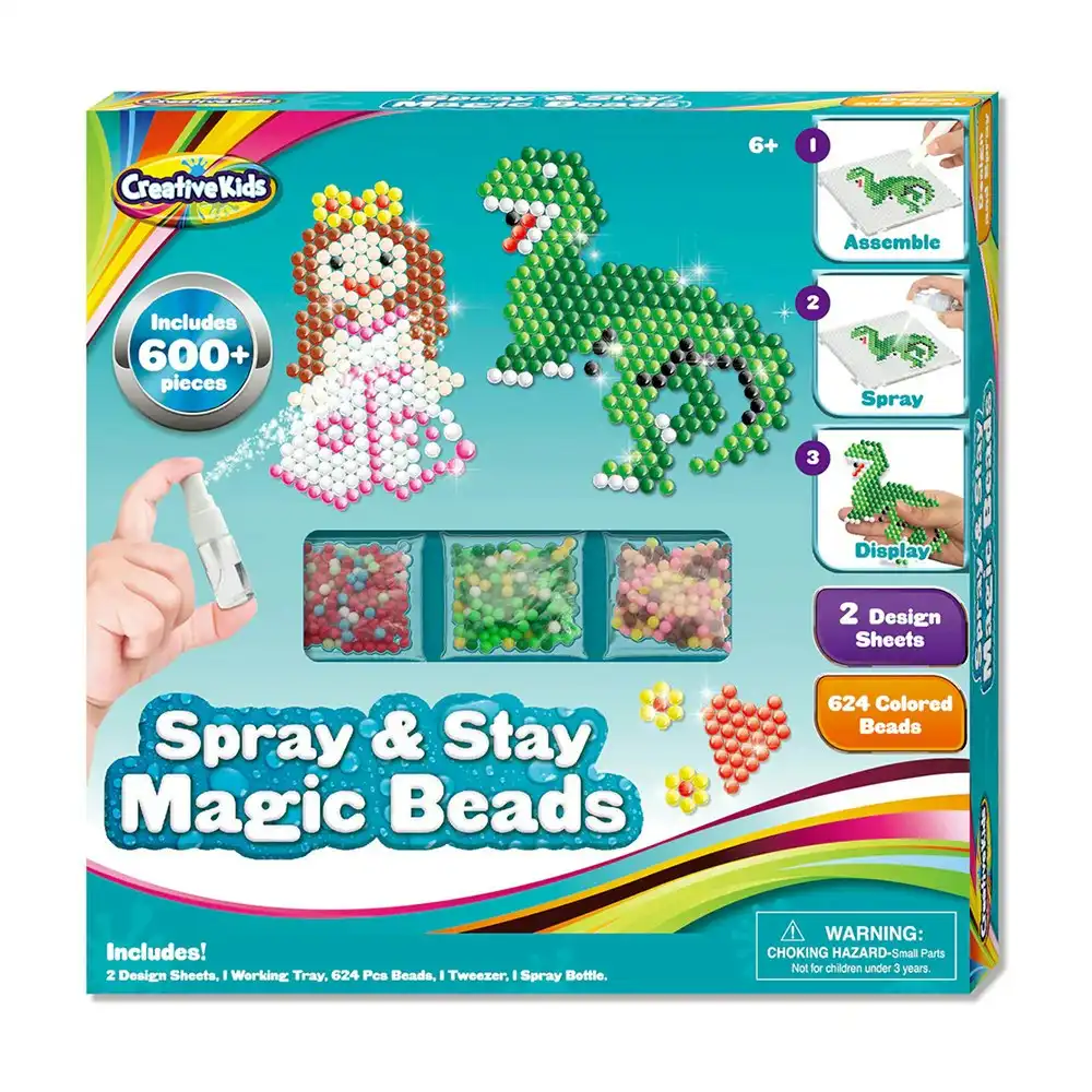 Creative Kids Dinosaur & Princess Spray Stay Magic Beads Activity Art Craft 6y+