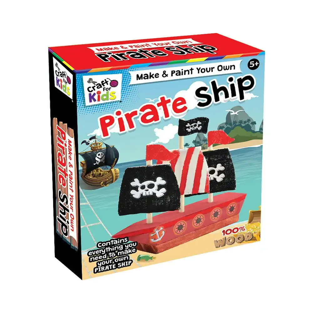 Craft for Kids Make & Paint Your Own Pirate Ship Children DIY Activity Kit 5y+