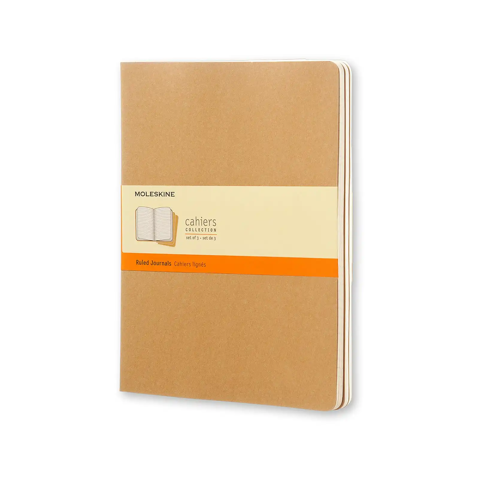 3pc Moleskine 80 Pages Ruled Cahier Notebook XL Office/Student Journal Pad Kraft