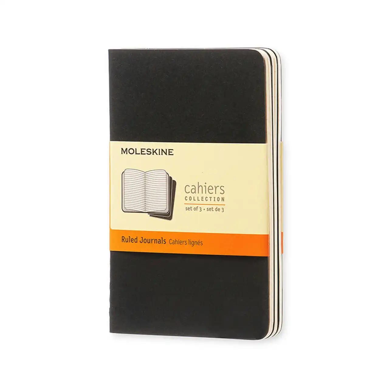 3pc Moleskine Ruled Pocket Cahier Notebook Office/Student Journal Planner Black