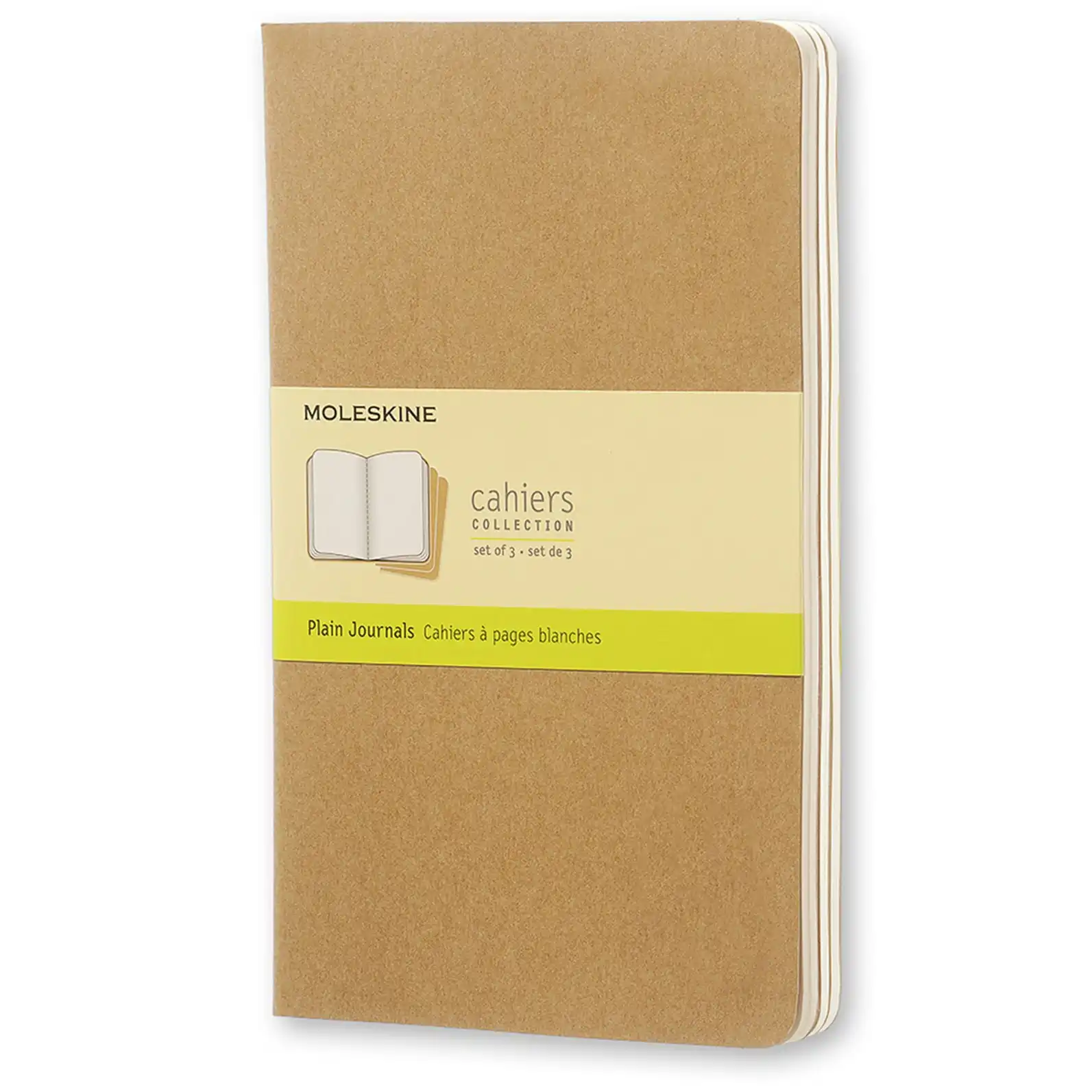 3pc Moleskine 80 Pages Plain Cahier Notebook L Office/Student Journal Pad Kraft