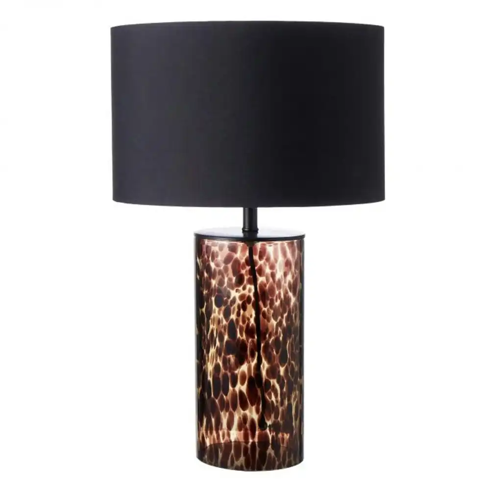 Amalfi Elston Glass/Linen Table/Desk Standing Lamp Light Home Décor 35x57cm BLK