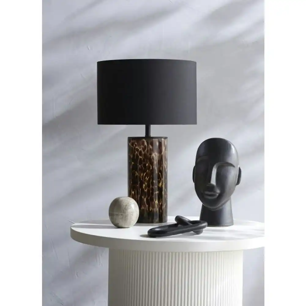 Amalfi Elston Glass/Linen Table/Desk Standing Lamp Light Home Décor 35x57cm BLK