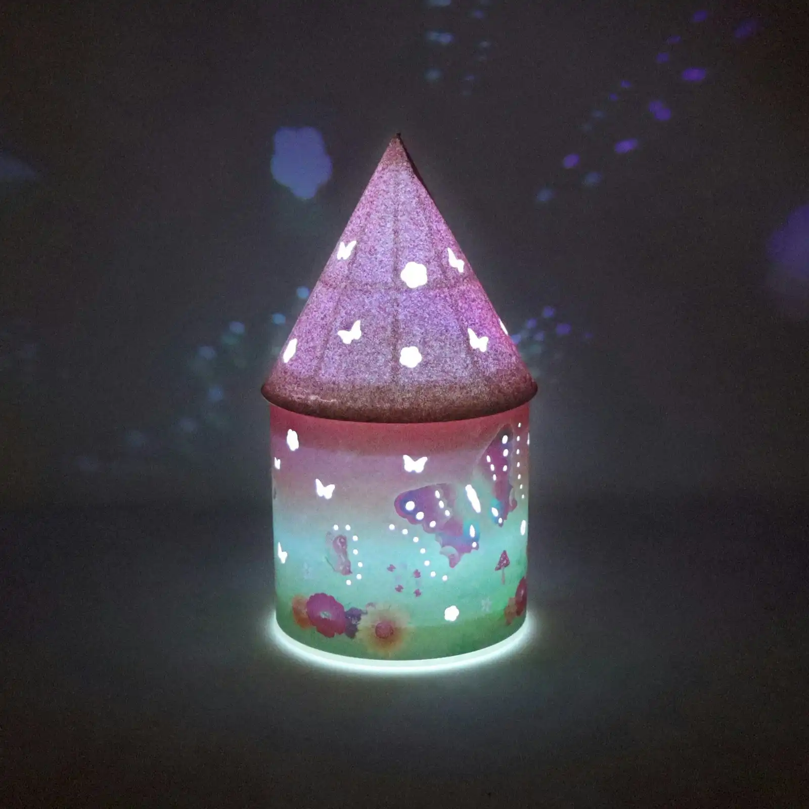 Pink Poppy Rainbow Butterfly Colour Changing Glitter Night Light/Lamp Décor 3y+