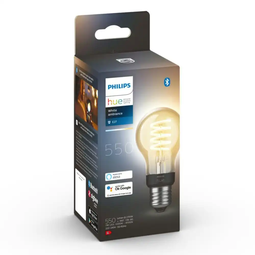 Philips Hue 11cm Smart Light LED Bulb Filament A60 E27 Globe Bluetooth White