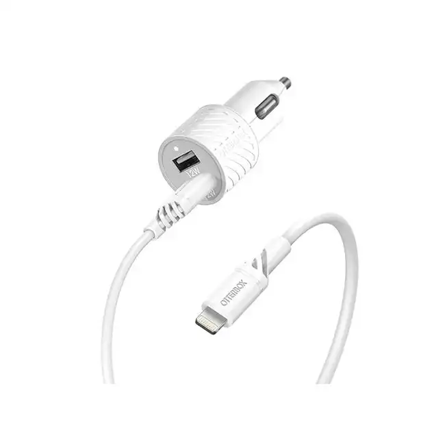 Otterbox Lightning MFI-Certified USB-A 24W Dual Port Car Charger w/ 1m Cable CD